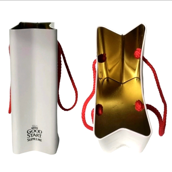 Cookie Tin Gift Storage Farine Lactee Nestle Good Start Supreme W/ Cord Handles - Picture 3 of 11